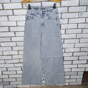 • Wild Fable Women's Jean Sz 0 Super High Rise Wide Leg Shadow Pockets Baggy 90s